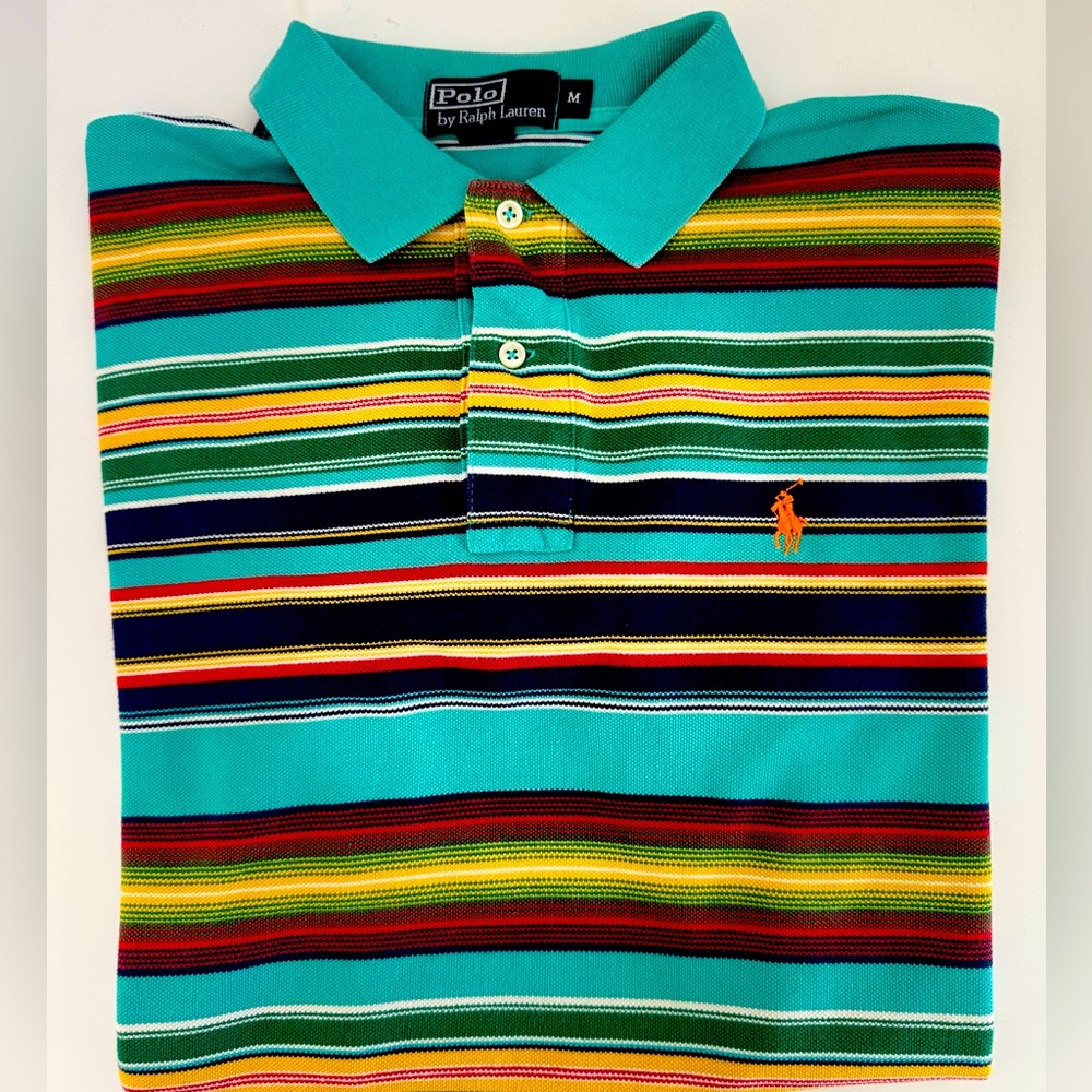 Vintage | Summer Style Colorful Striped Polo Ralph Lauren Shirt - Men's Medium